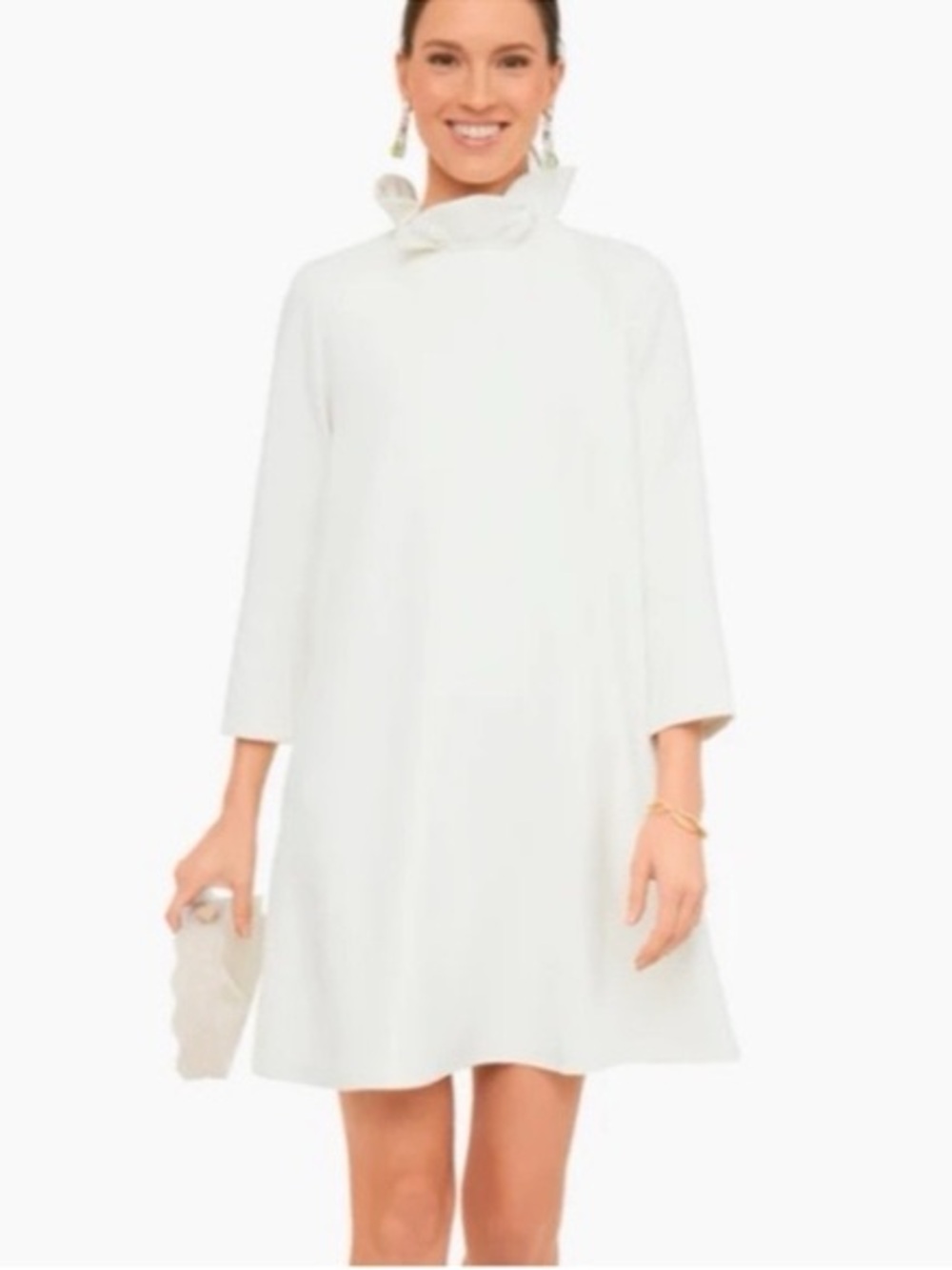 Tuckernuck Daphne Dress Women XL Ivory NEW Ruffle Collar Swing Bow Back